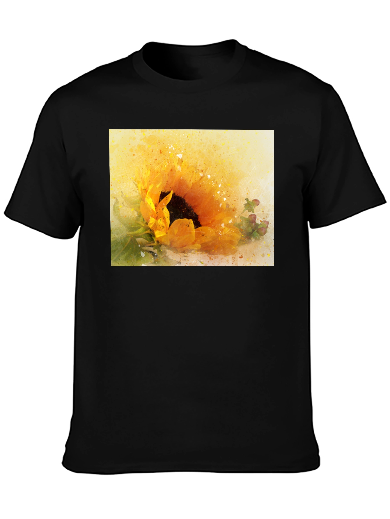 Sunflower Graphic Tee - Artistic Watercolor Style
