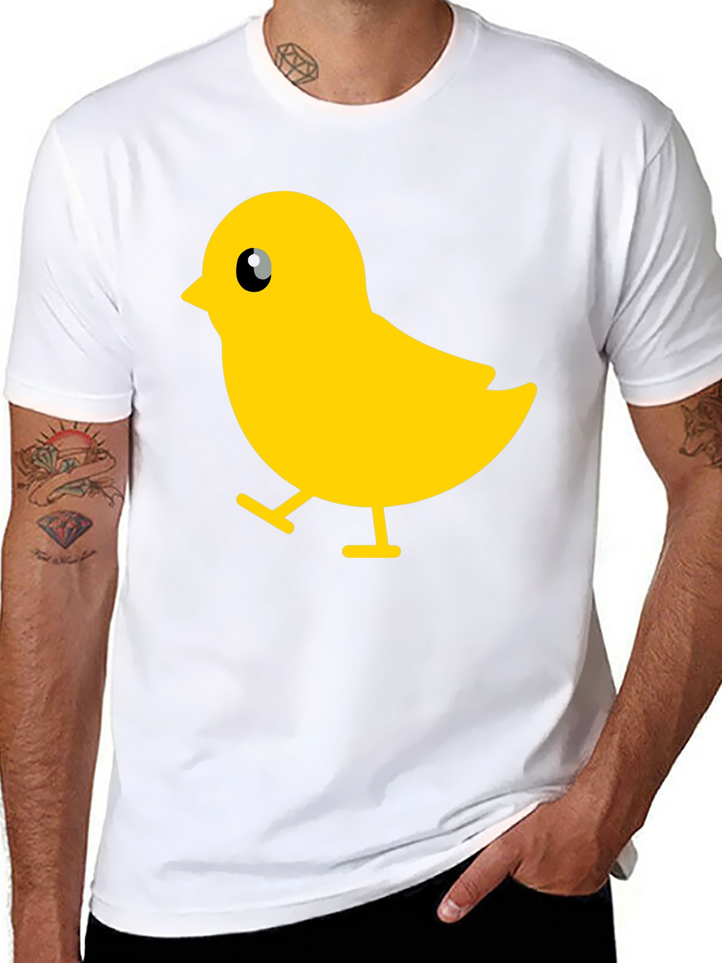 Cute Yellow Chick Graphic Black T-Shirt