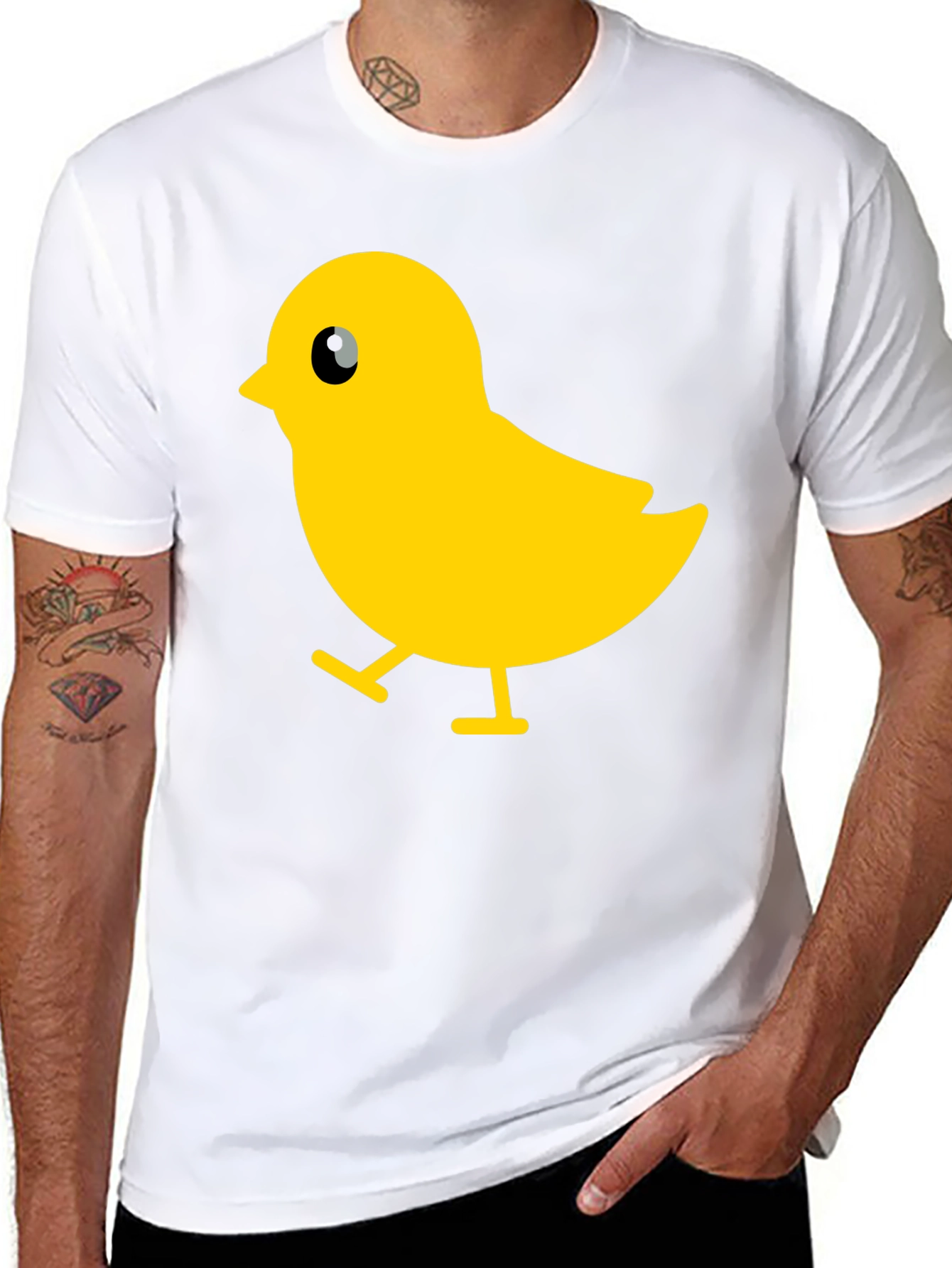 Cute Yellow Chick Graphic Black T-Shirt