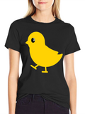 Cute Yellow Chick Graphic Black T-Shirt