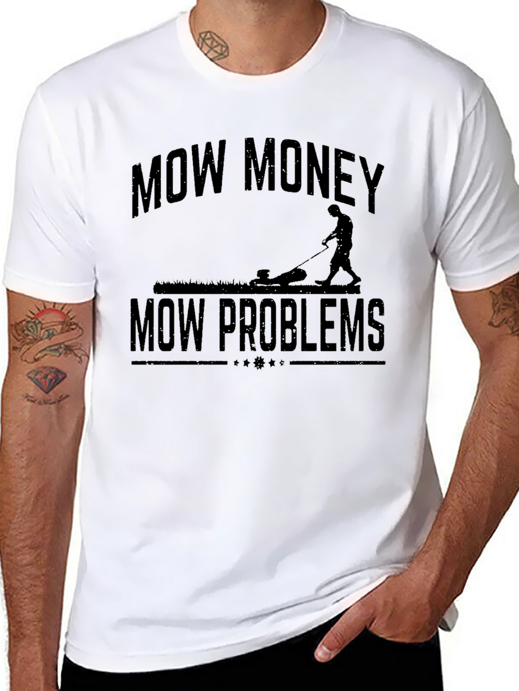 Mow Money Mow Problems Black Graphic Tee