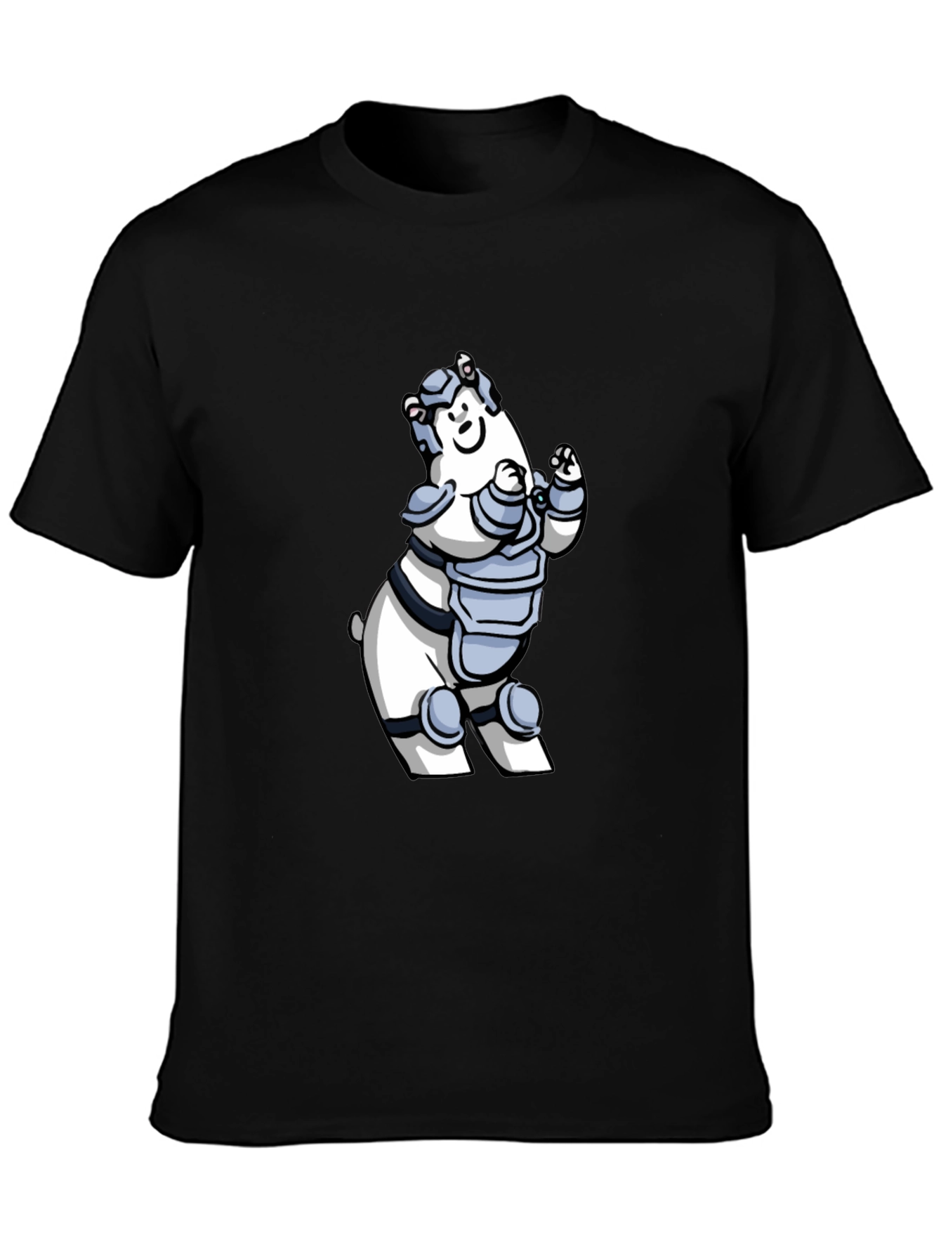 Armored Polar Bear T-Shirt - Black Cotton Tee