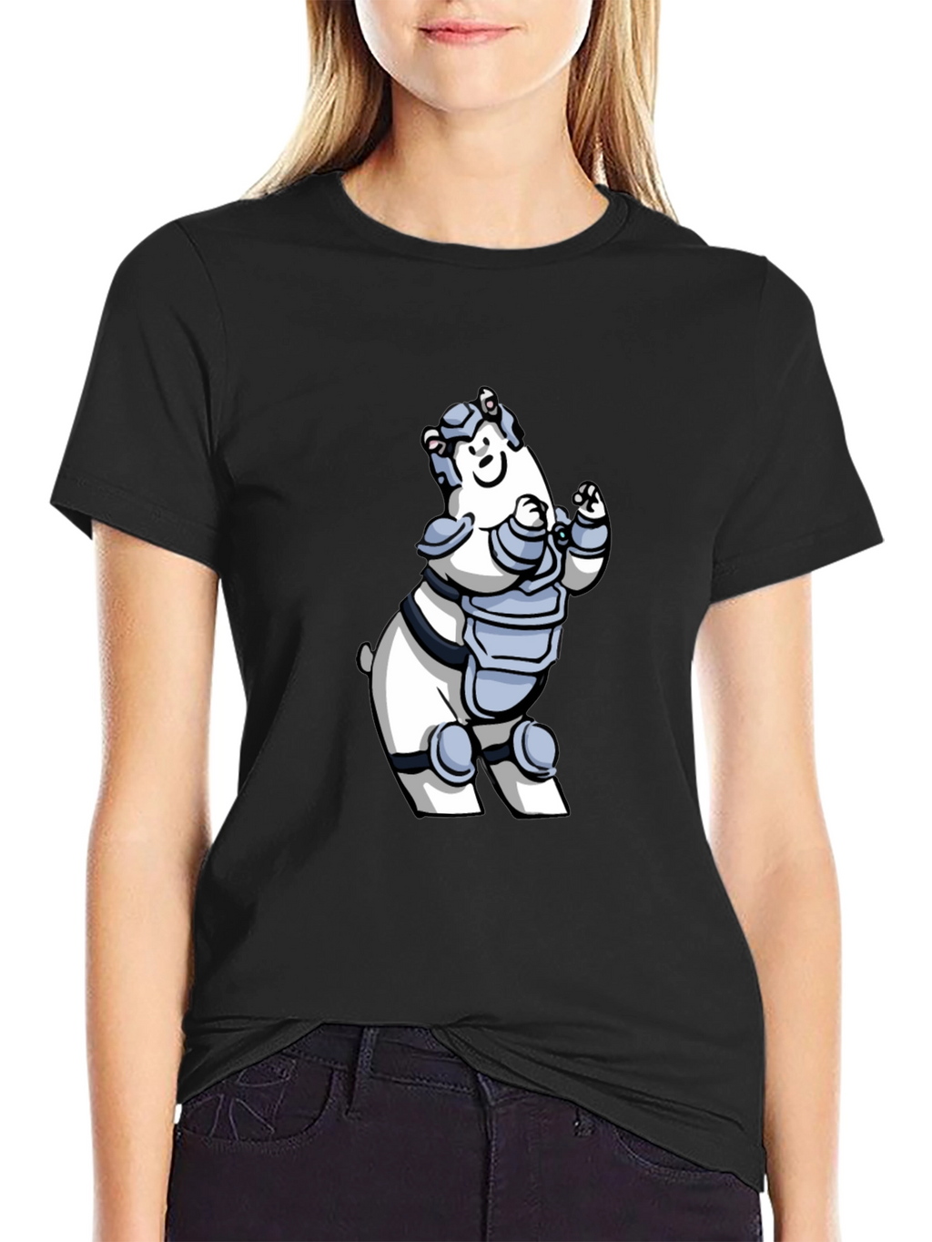 Armored Polar Bear T-Shirt - Black Cotton Tee