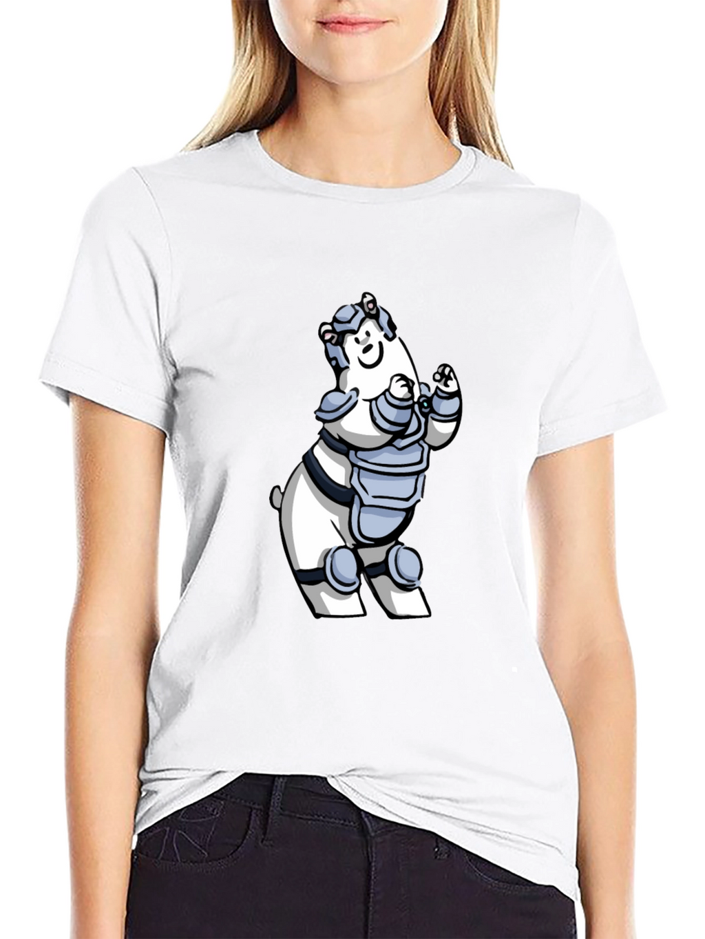 Armored Polar Bear T-Shirt - Black Cotton Tee