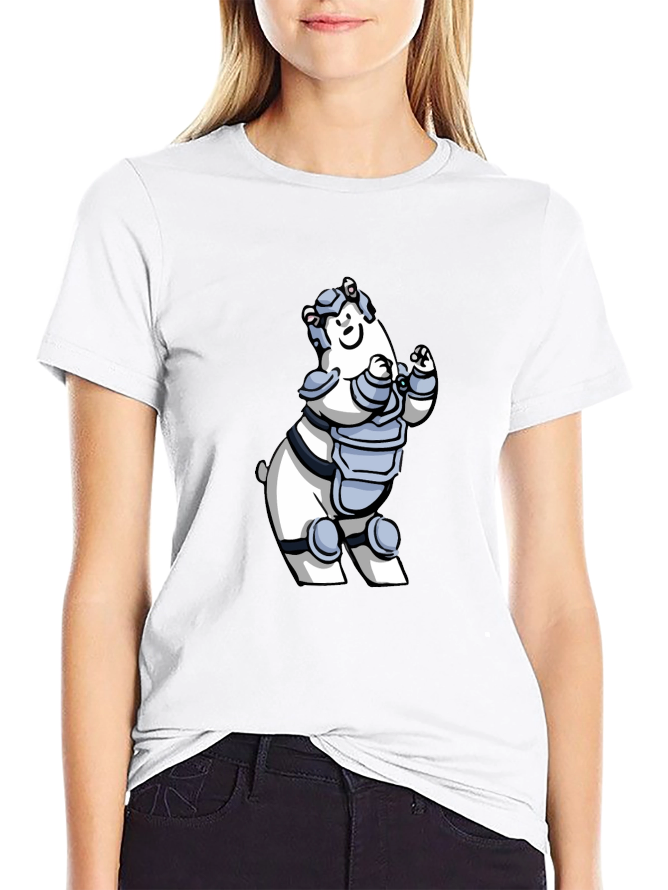 Armored Polar Bear T-Shirt - Black Cotton Tee