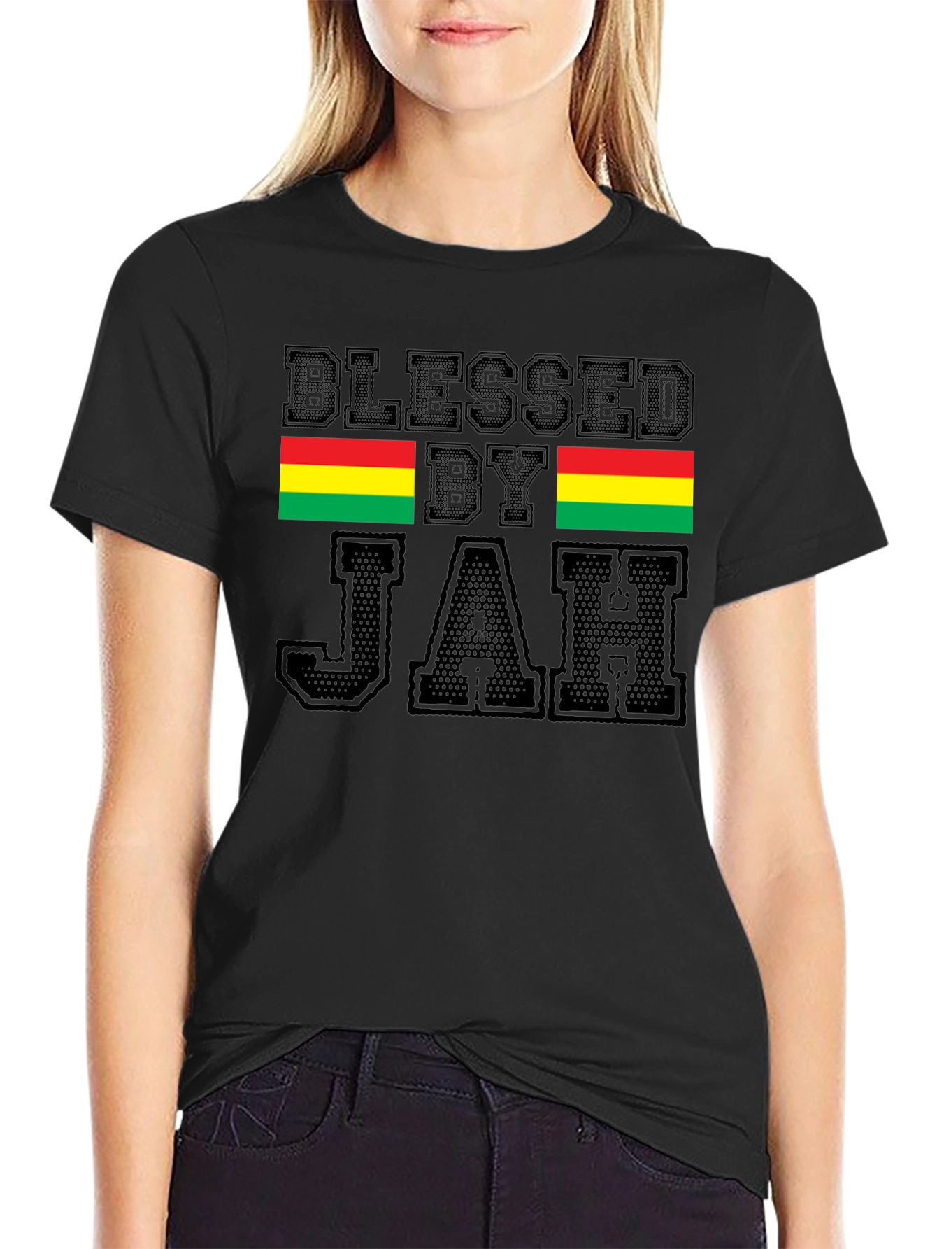 Blessed By Jah T-Shirt Black Rastafarian Tee