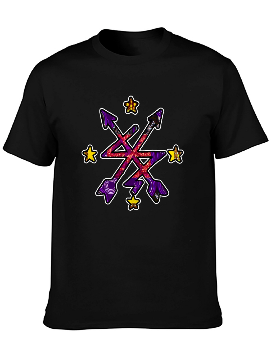 Abstract Arrow Starburst Graphic Black T-Shirt