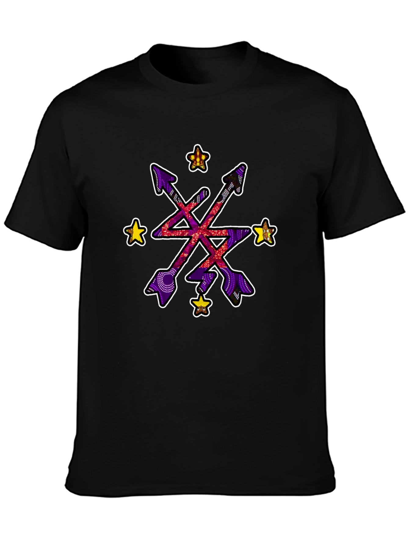Abstract Arrow Starburst Graphic Black T-Shirt