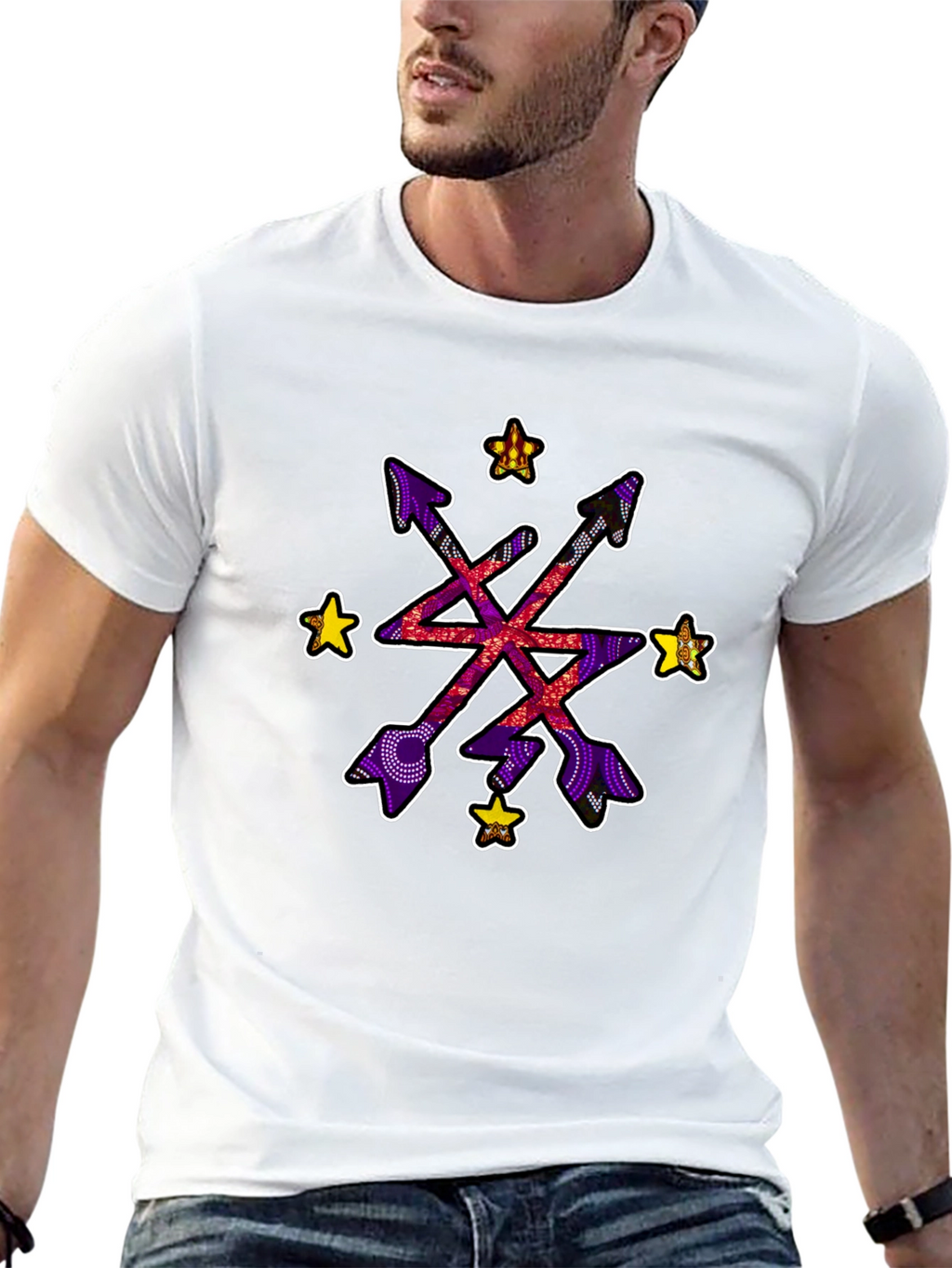 Abstract Arrow Starburst Graphic Black T-Shirt