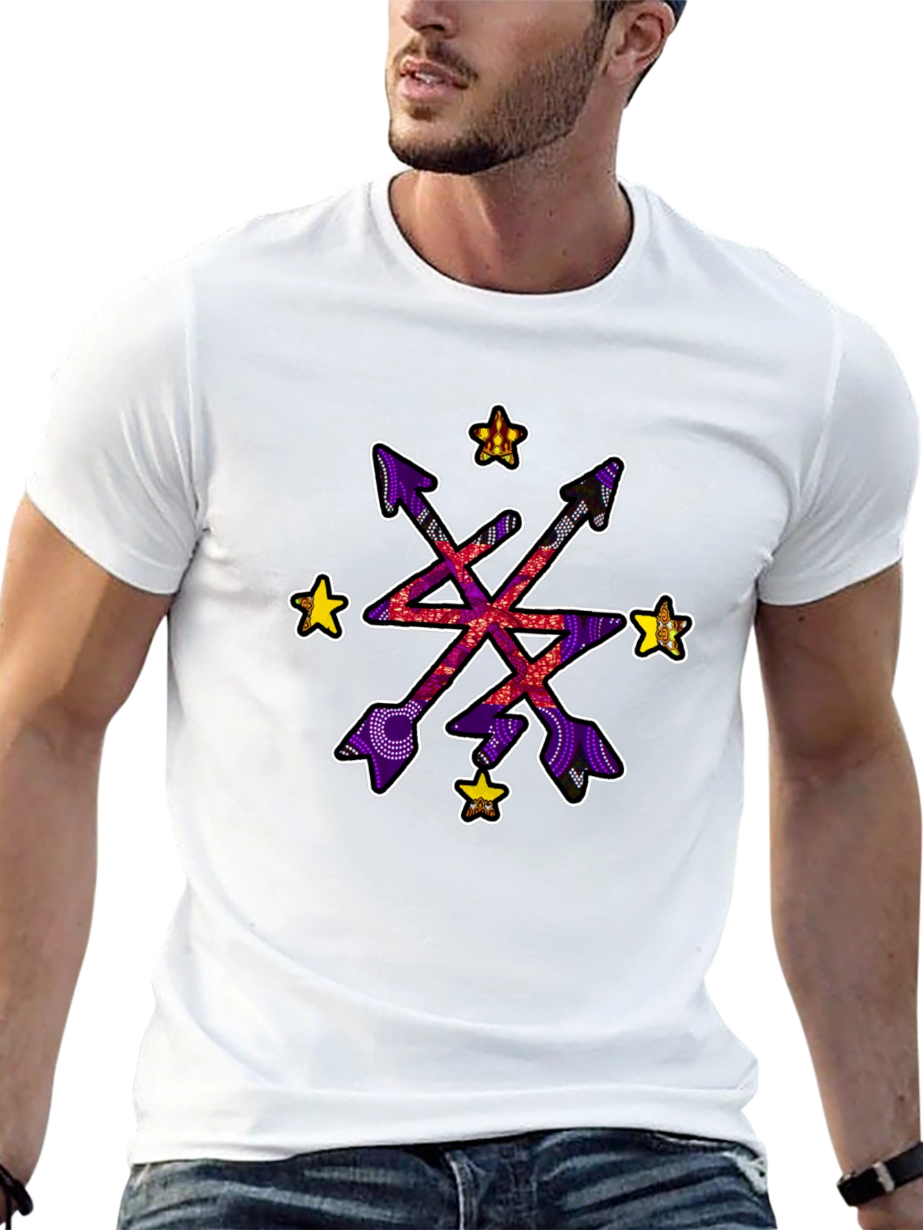 Abstract Arrow Starburst Graphic Black T-Shirt