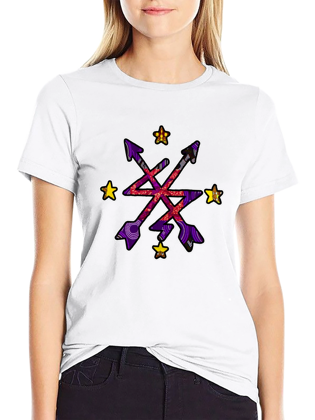 Abstract Arrow Starburst Graphic Black T-Shirt