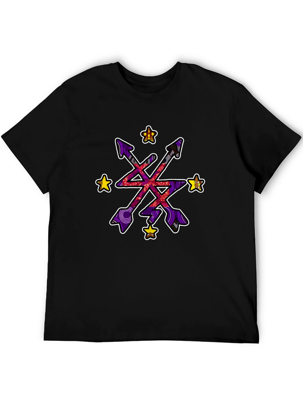 Abstract Arrow Starburst Graphic Black T-Shirt