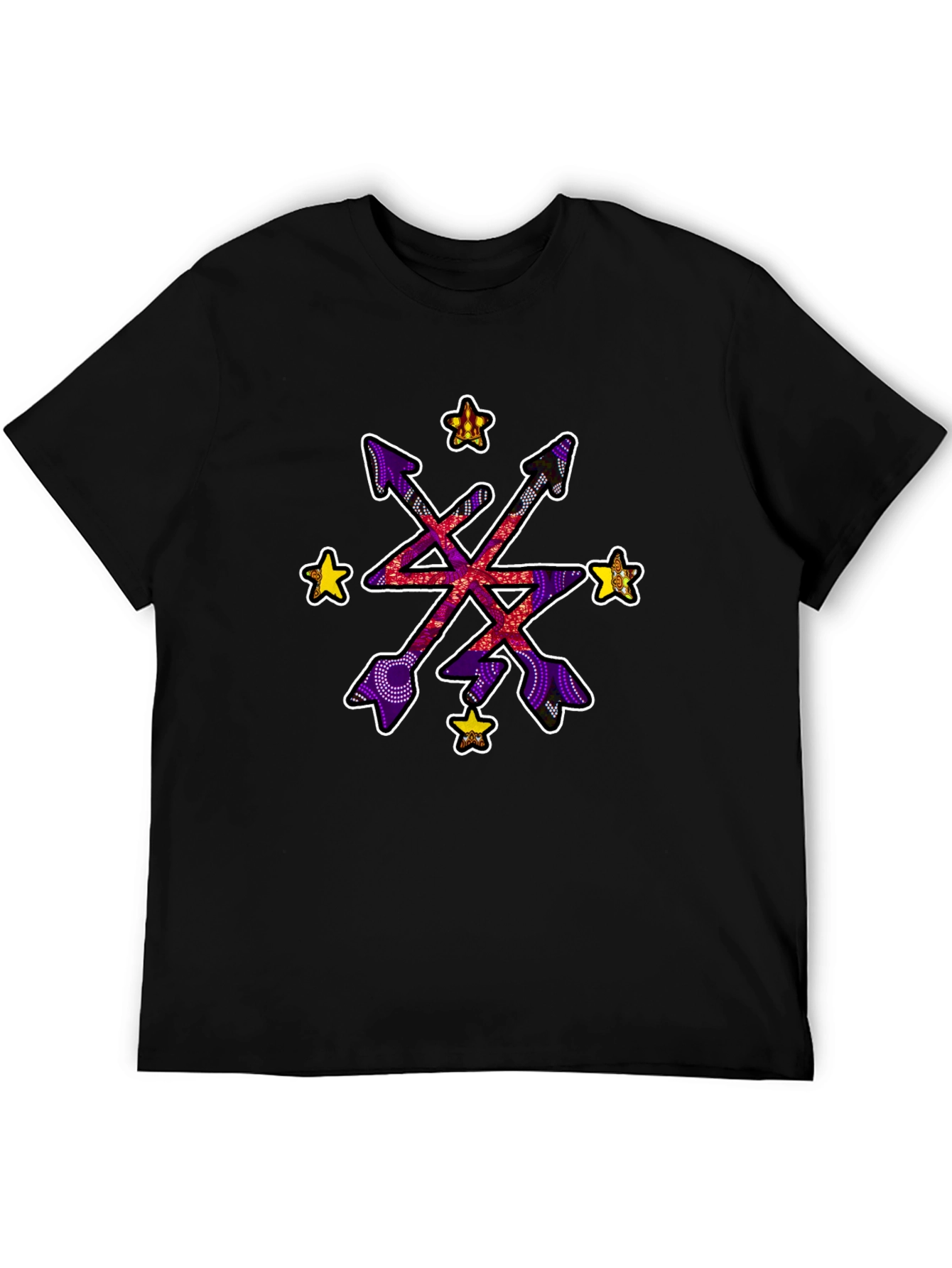Abstract Arrow Starburst Graphic Black T-Shirt