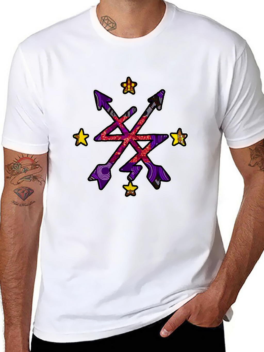 Abstract Arrow Starburst Graphic Black T-Shirt