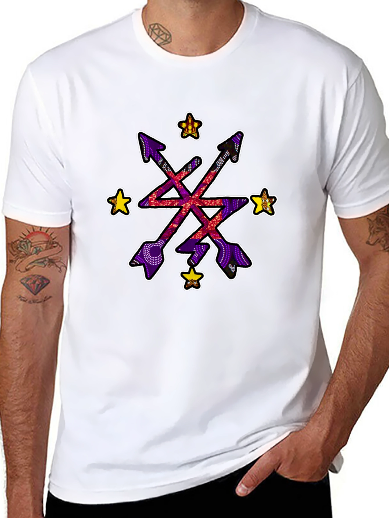 Abstract Arrow Starburst Graphic Black T-Shirt