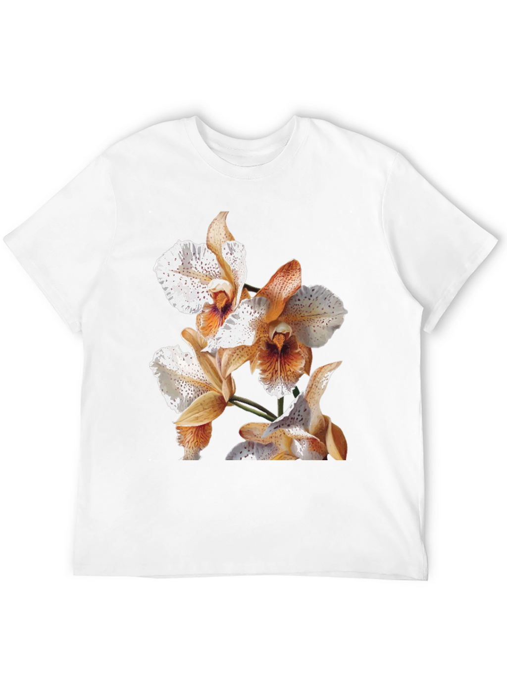 Orchid Print Black T-Shirt