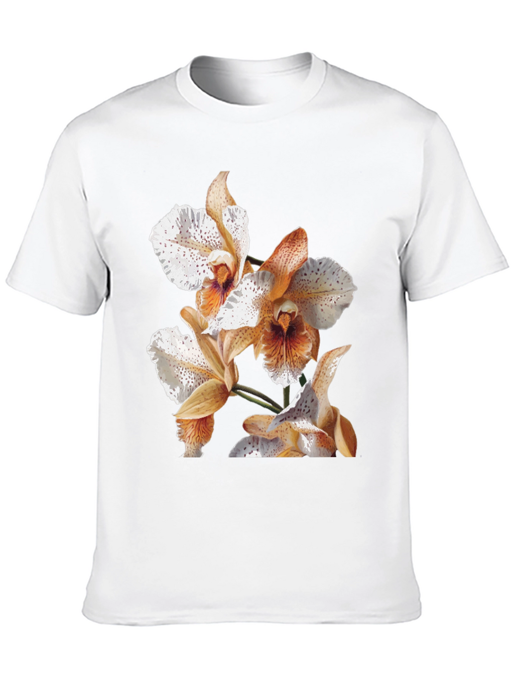 Orchid Print Black T-Shirt