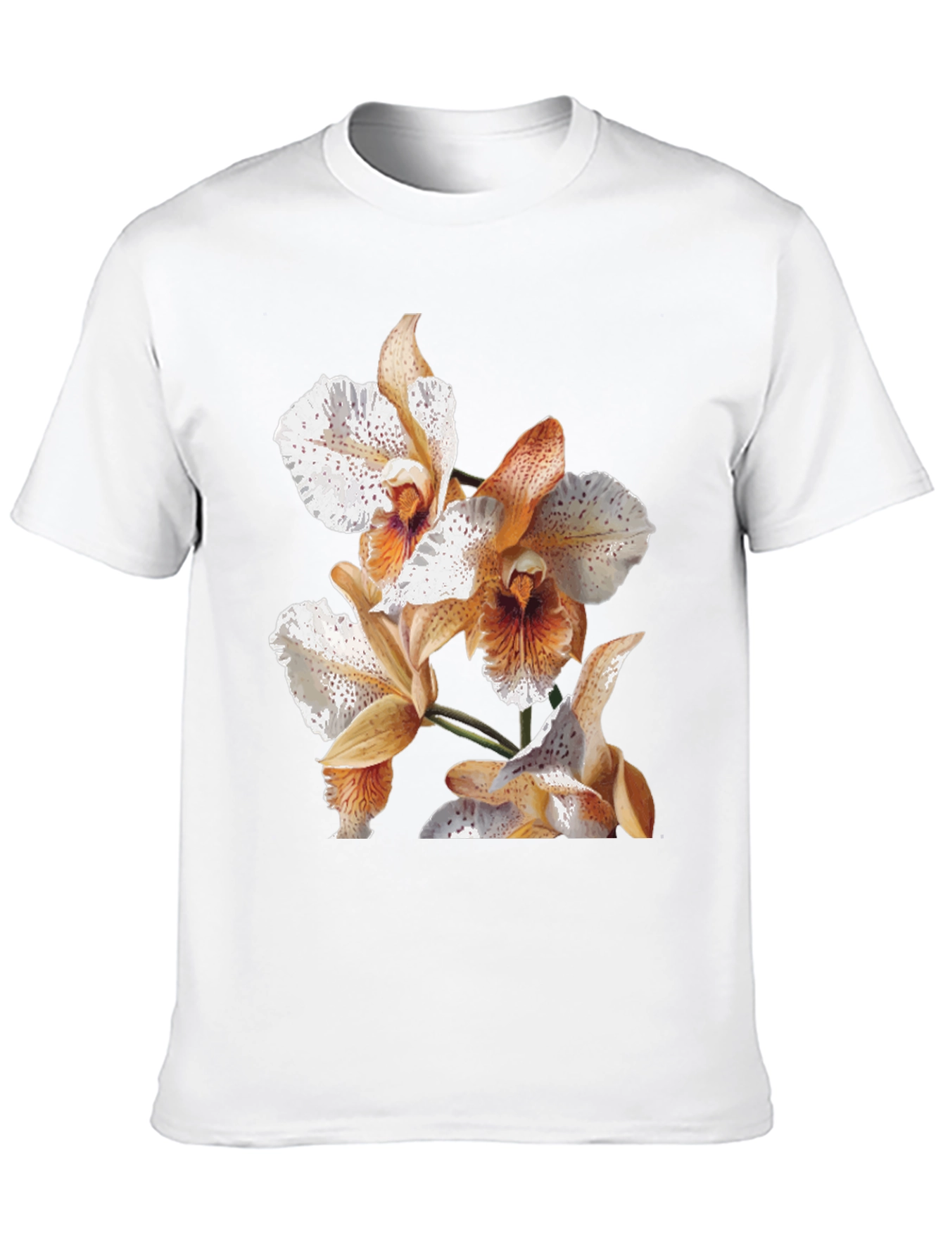 Orchid Print Black T-Shirt