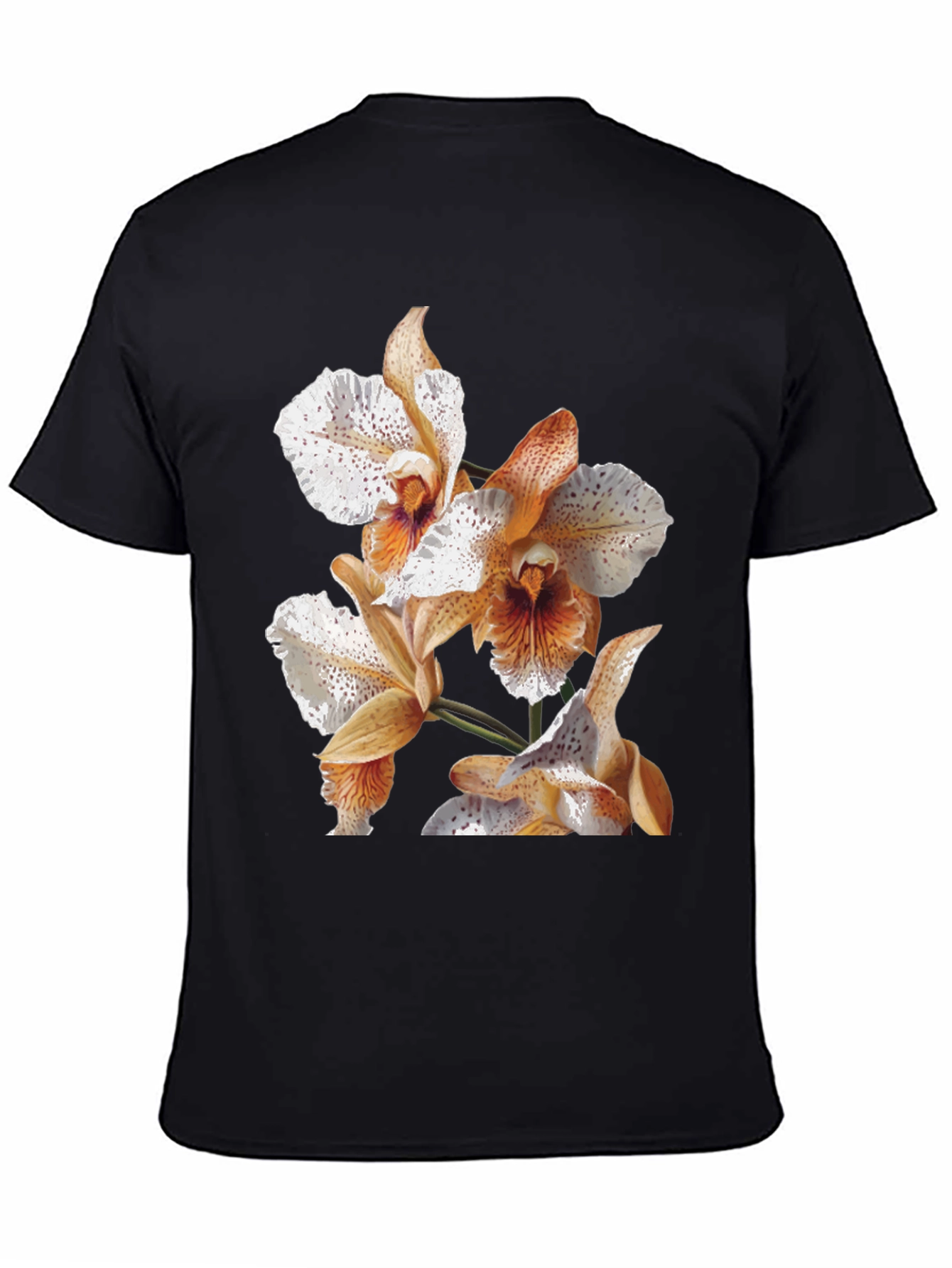 Orchid Print Black T-Shirt