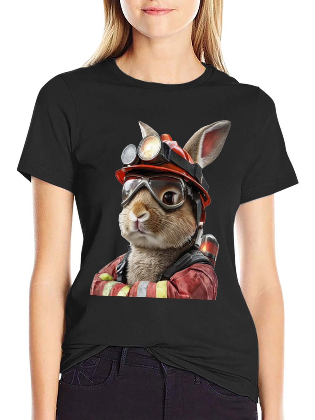 Bunny Firefighter Graphic T-Shirt