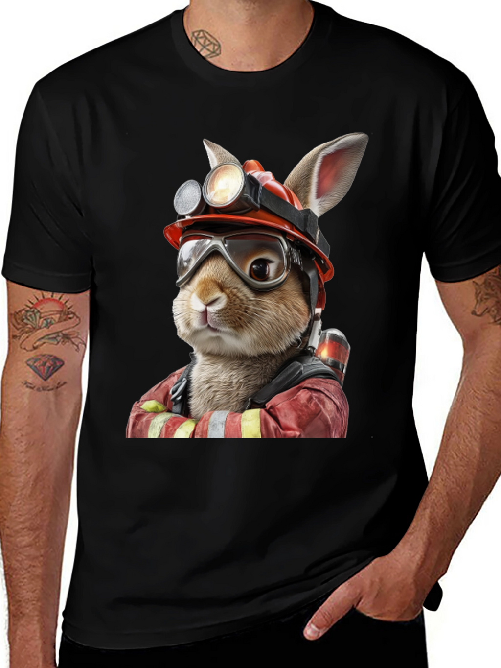 Bunny Firefighter Graphic T-Shirt
