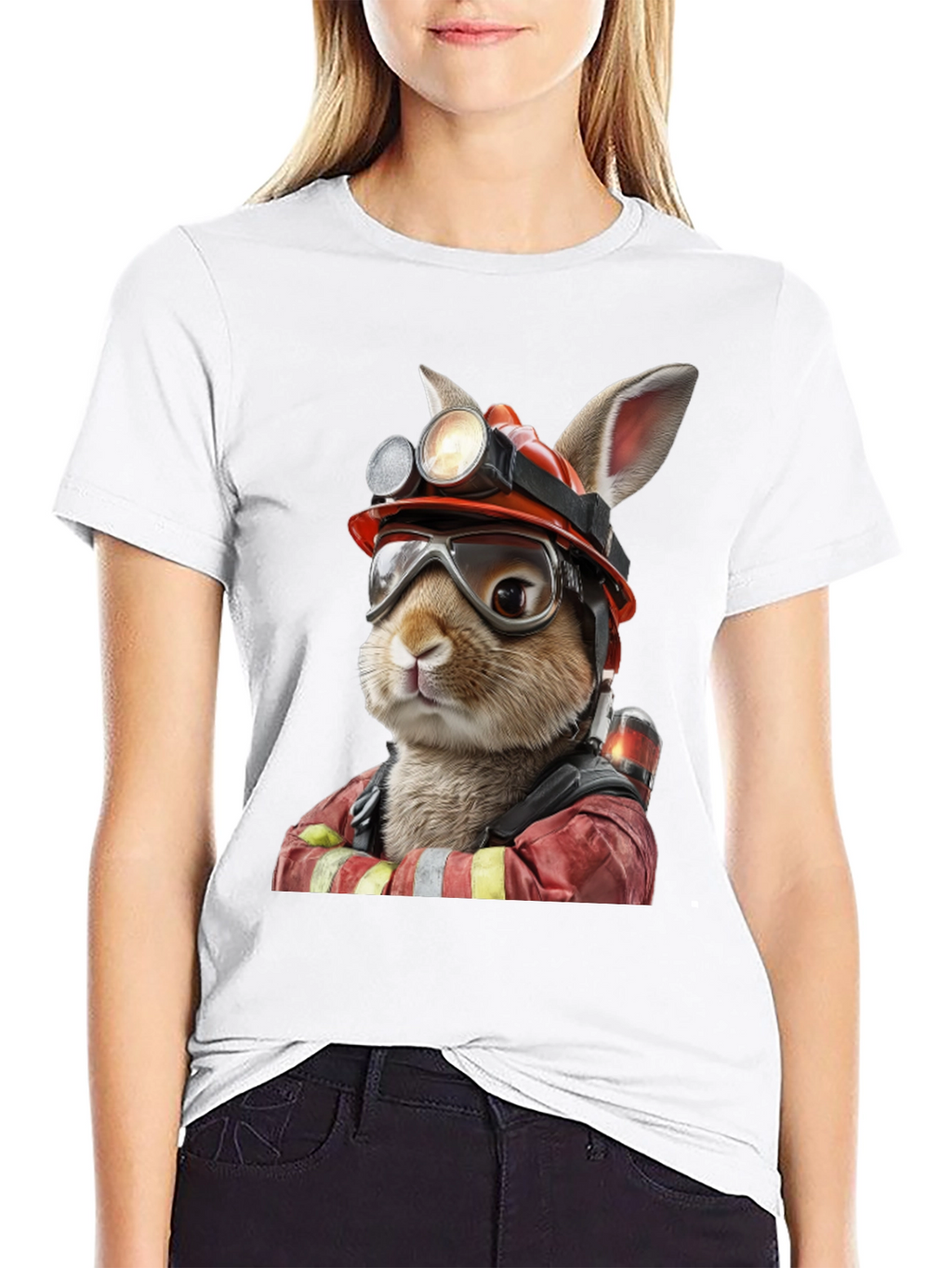 Bunny Firefighter Graphic T-Shirt