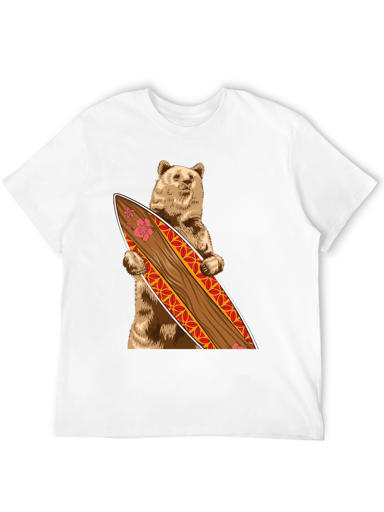 Bear Holding Surfboard Graphic Tee - Black
