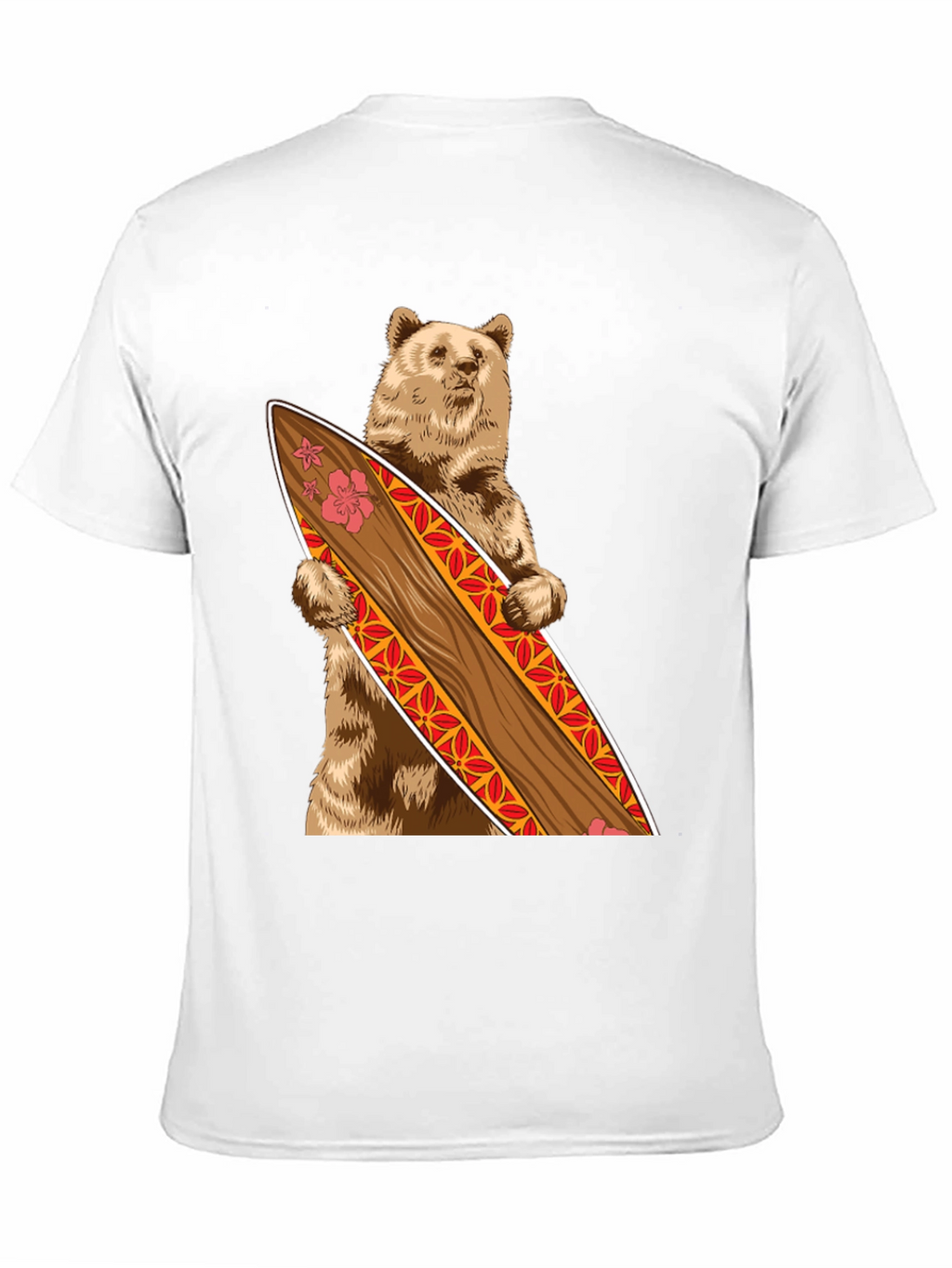 Bear Holding Surfboard Graphic Tee - Black