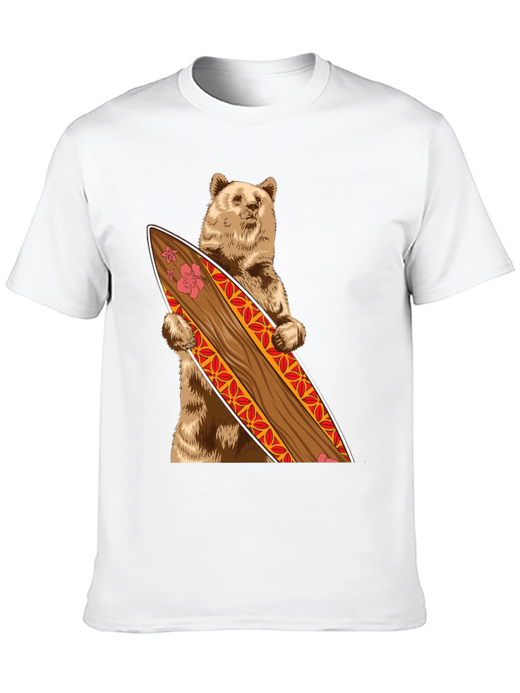 Bear Holding Surfboard Graphic Tee - Black