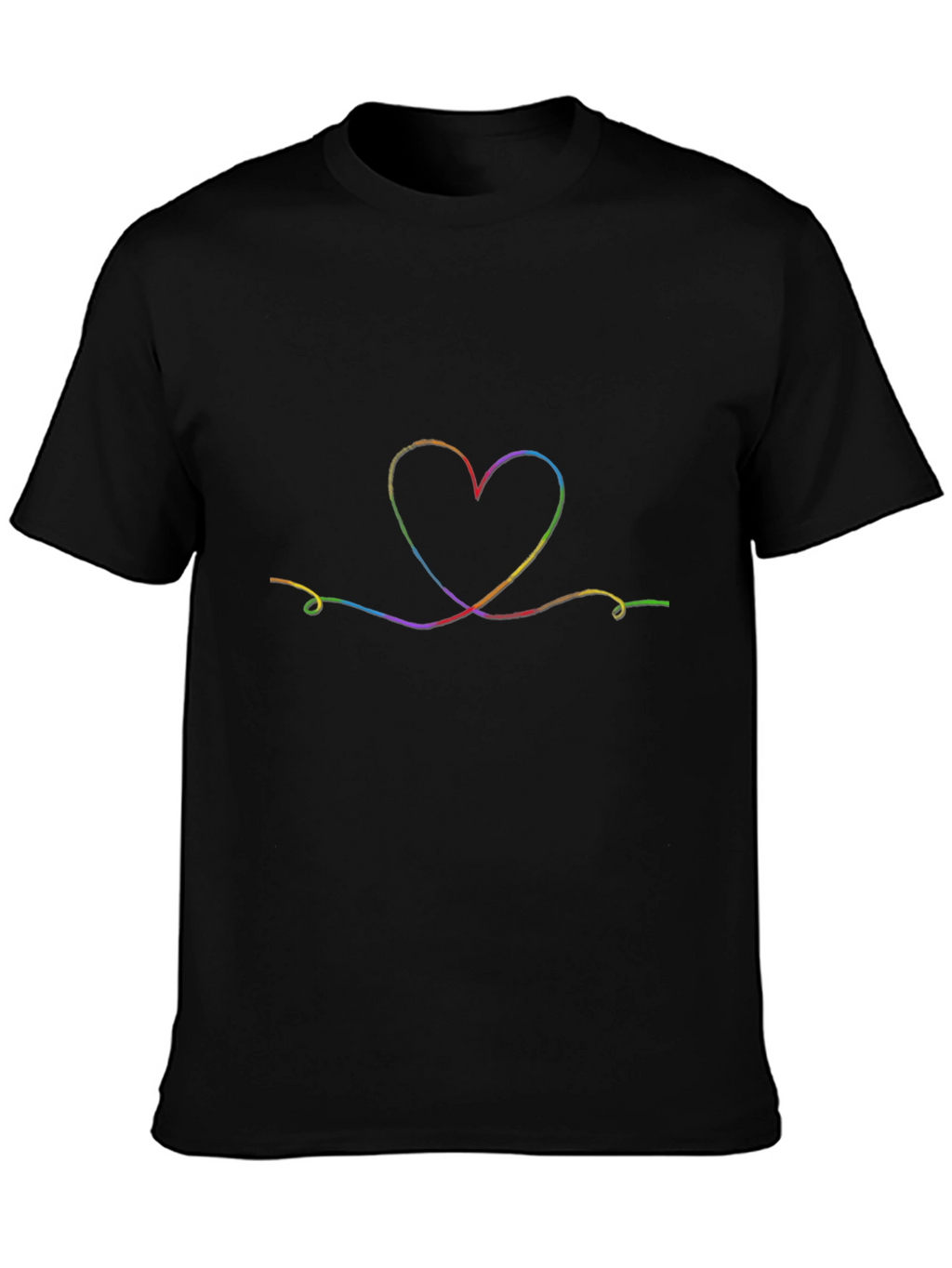 Rainbow Heart Graphic Tee - Soft Cotton Black Shirt