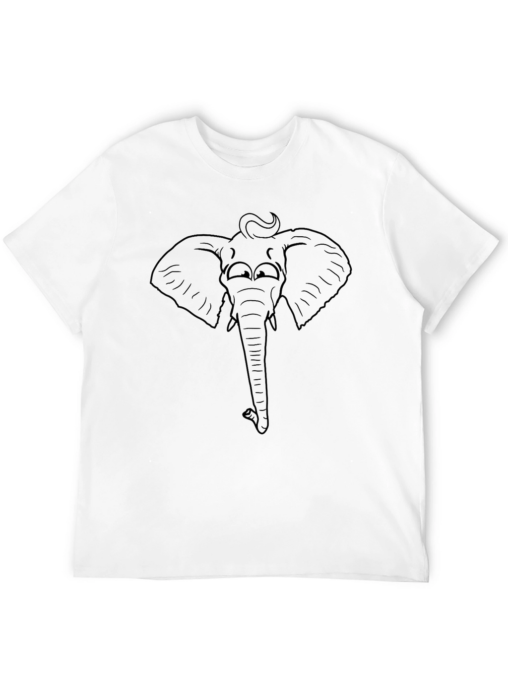 Elephant Outline Graphic Tee - Black Cotton T-Shirt