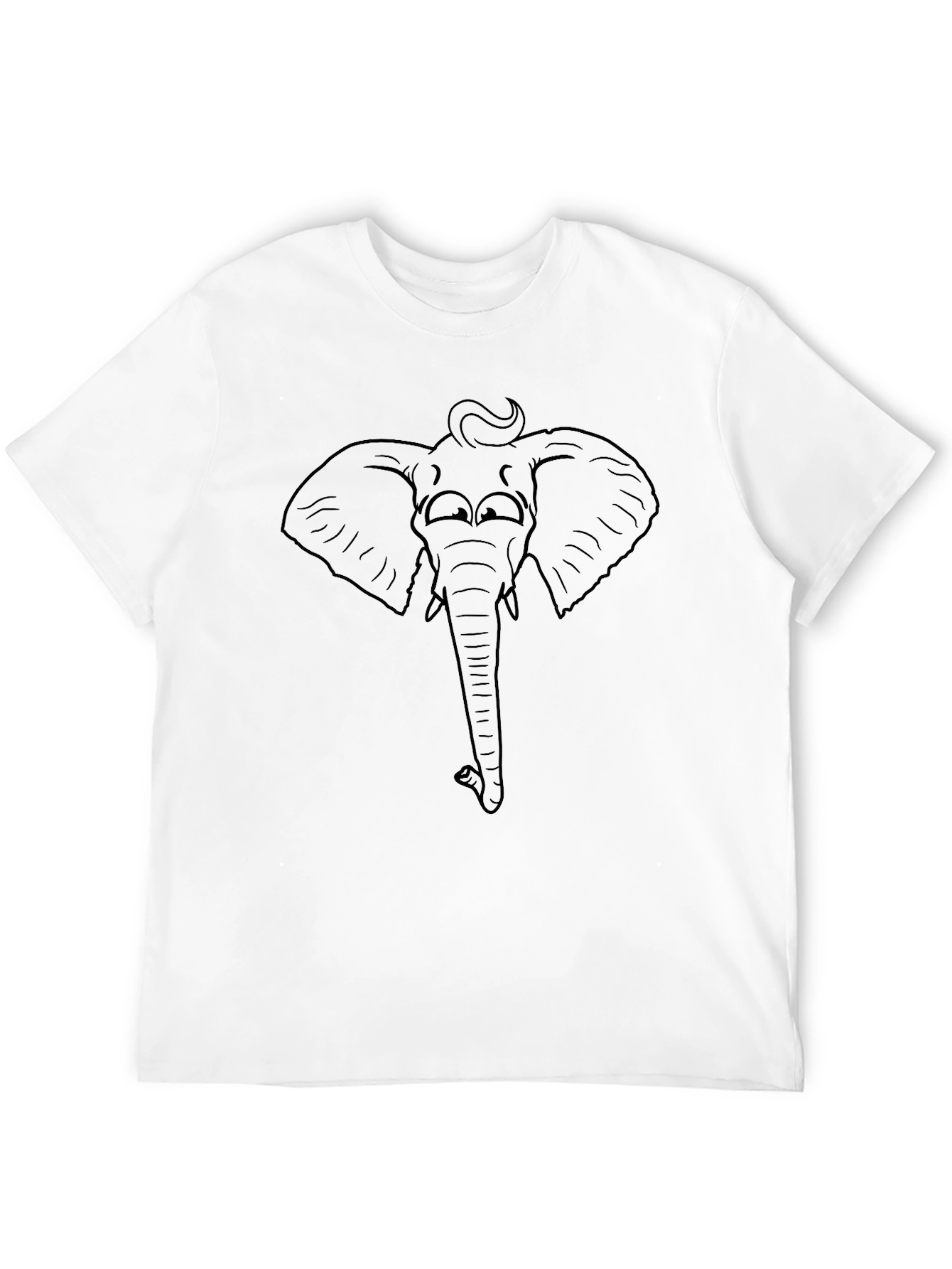 Elephant Outline Graphic Tee - Black Cotton T-Shirt