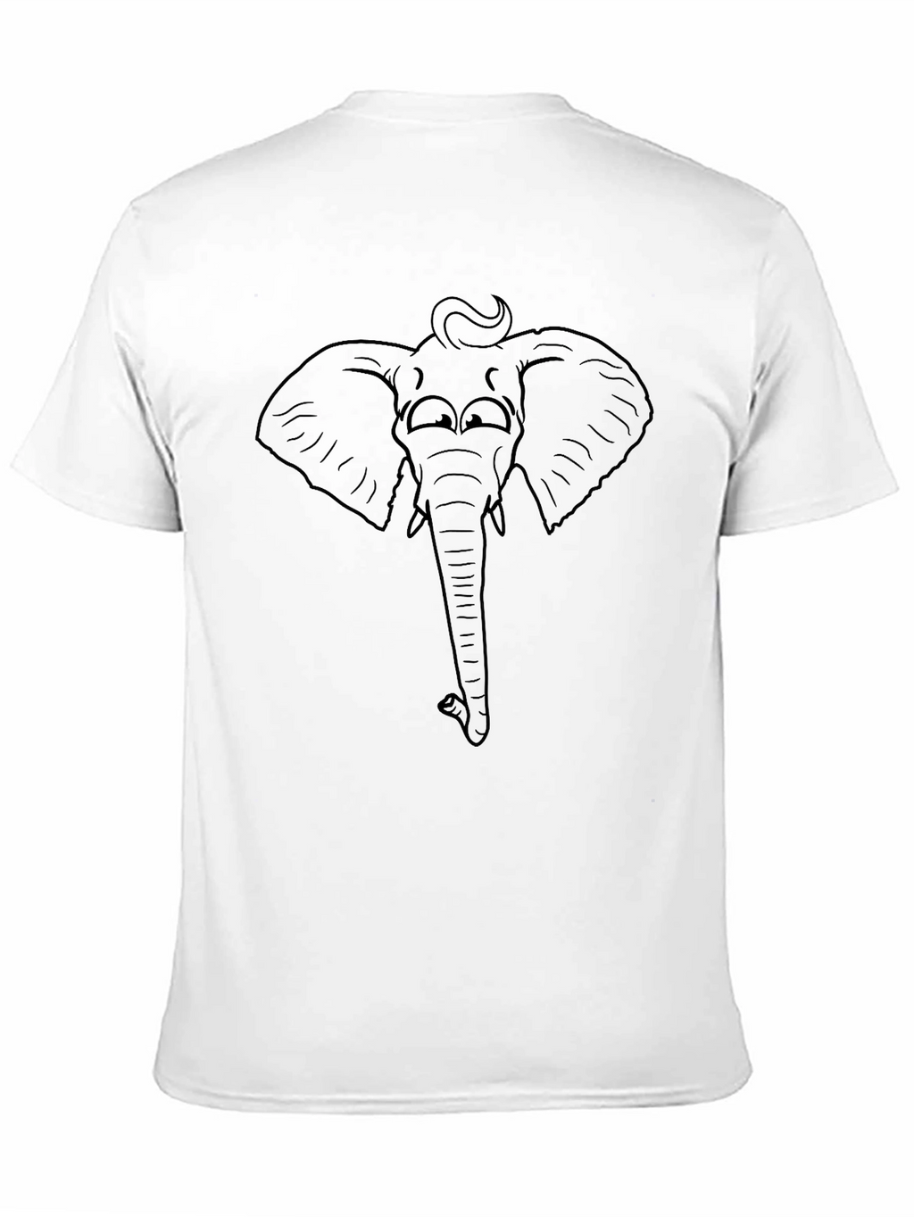 Elephant Outline Graphic Tee - Black Cotton T-Shirt