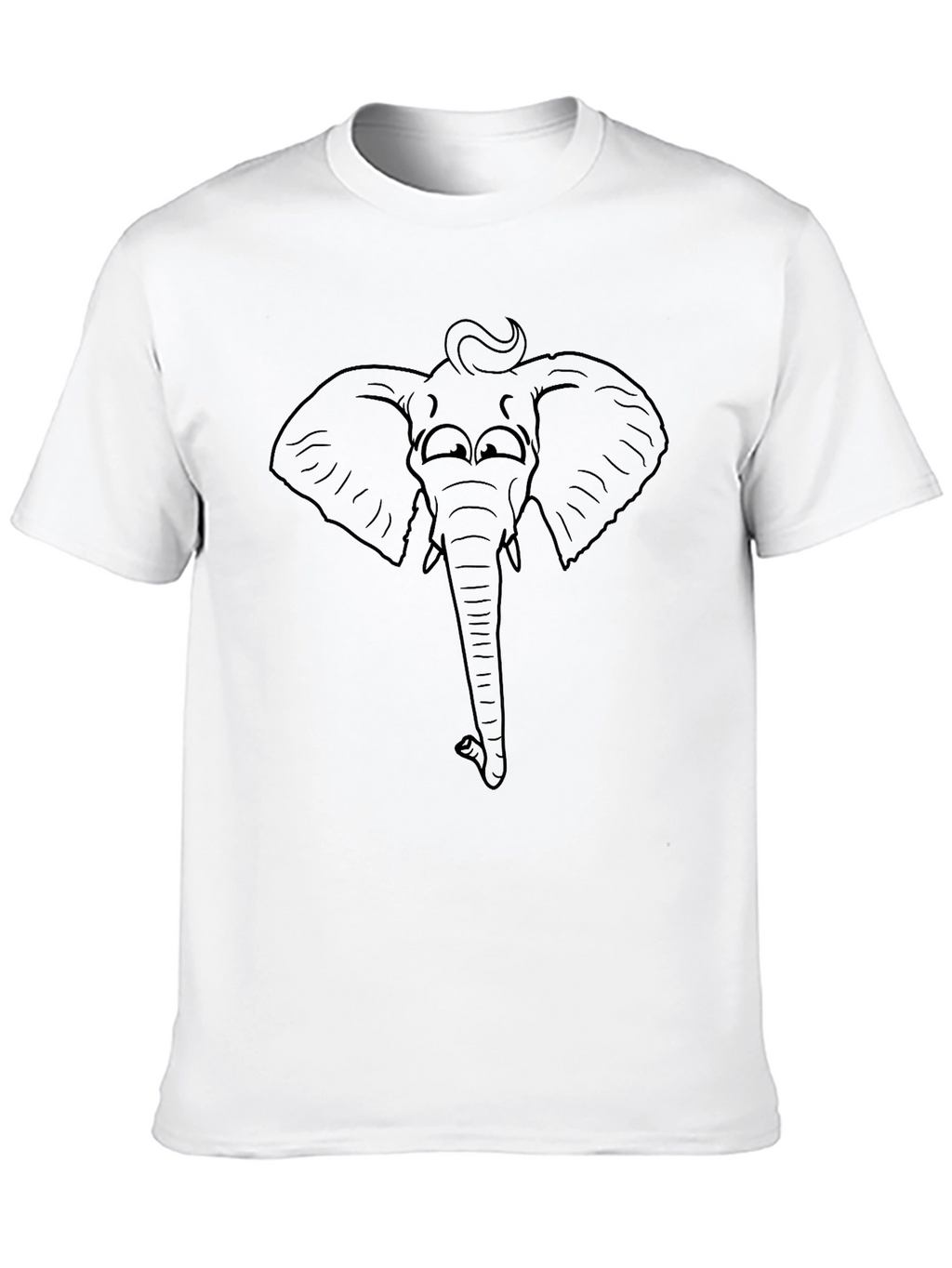 Elephant Outline Graphic Tee - Black Cotton T-Shirt