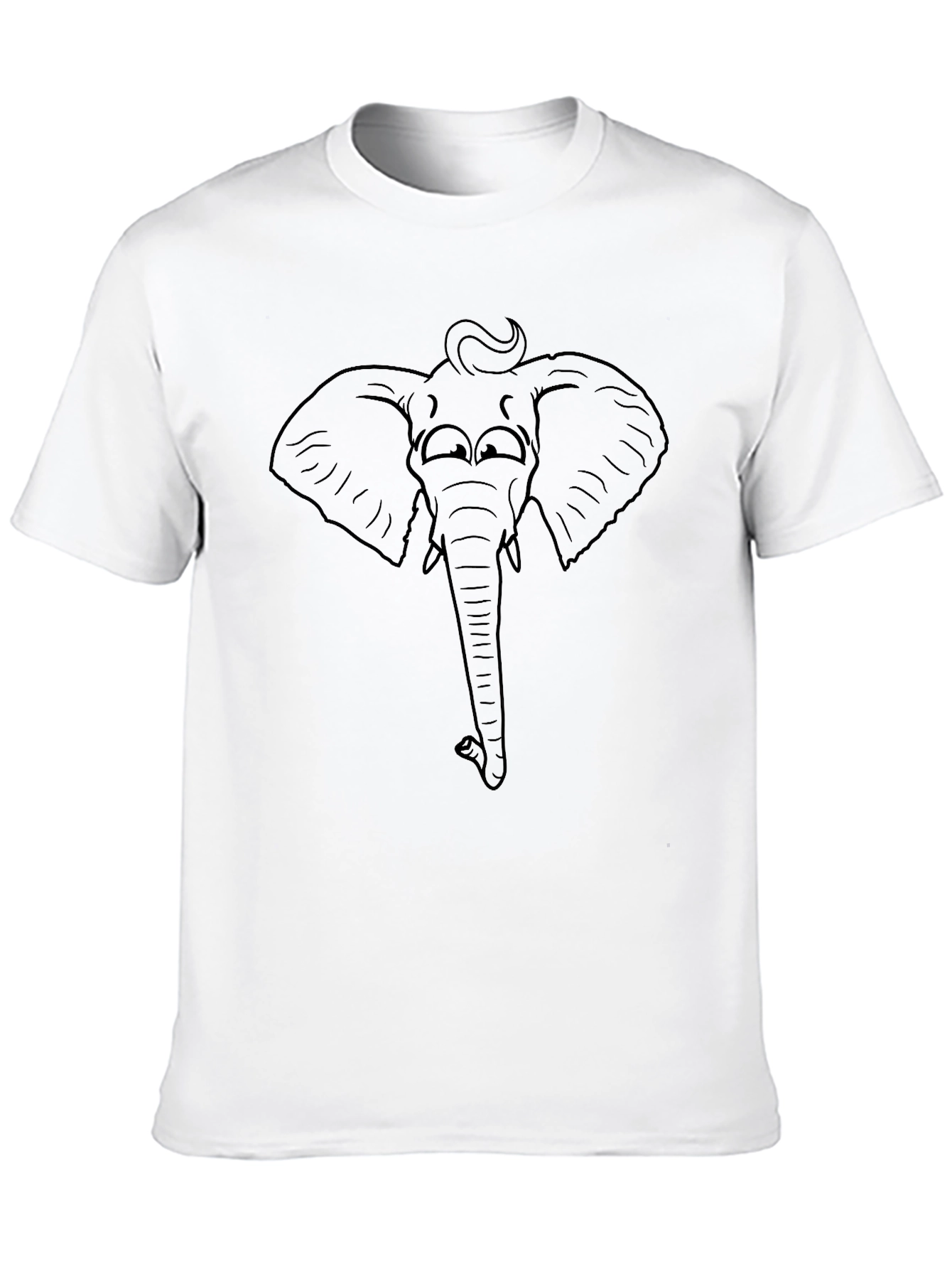 Elephant Outline Graphic Tee - Black Cotton T-Shirt