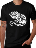 Tribal Lizard Graphic Tee - Black