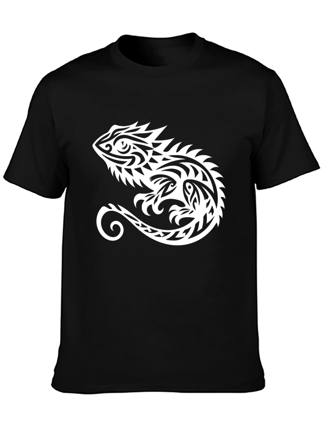 Tribal Lizard Graphic Tee - Black