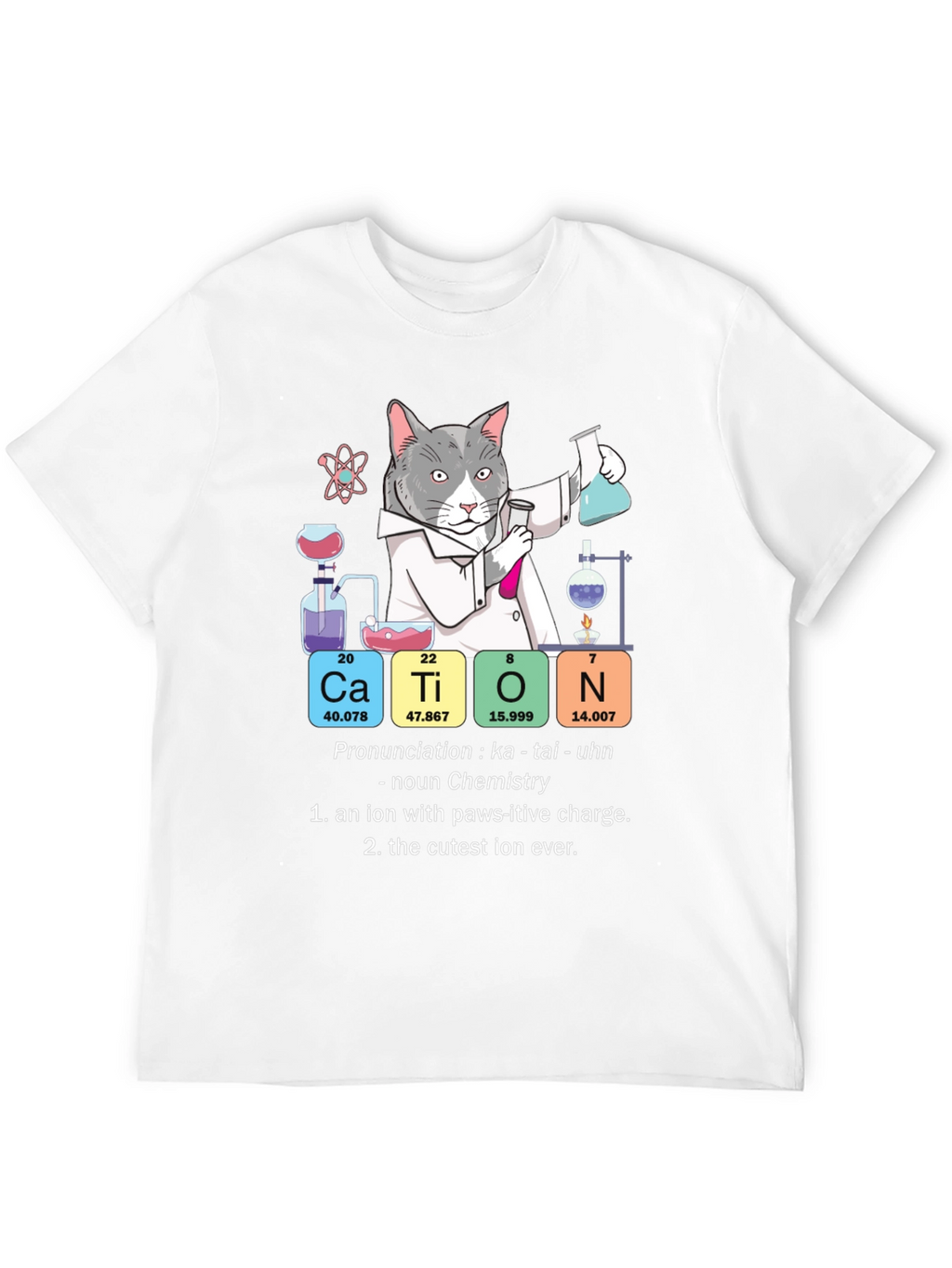 Cat Chemistry Pun T-Shirt - Cation Science Tee