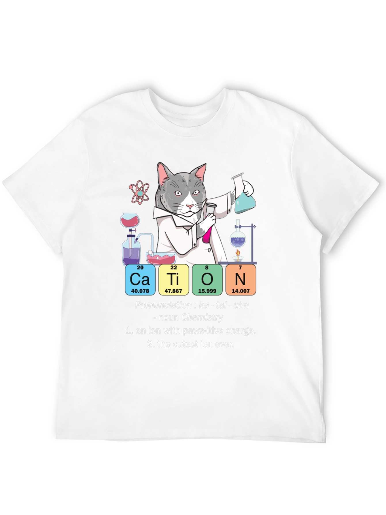 Cat Chemistry Pun T-Shirt - Cation Science Tee