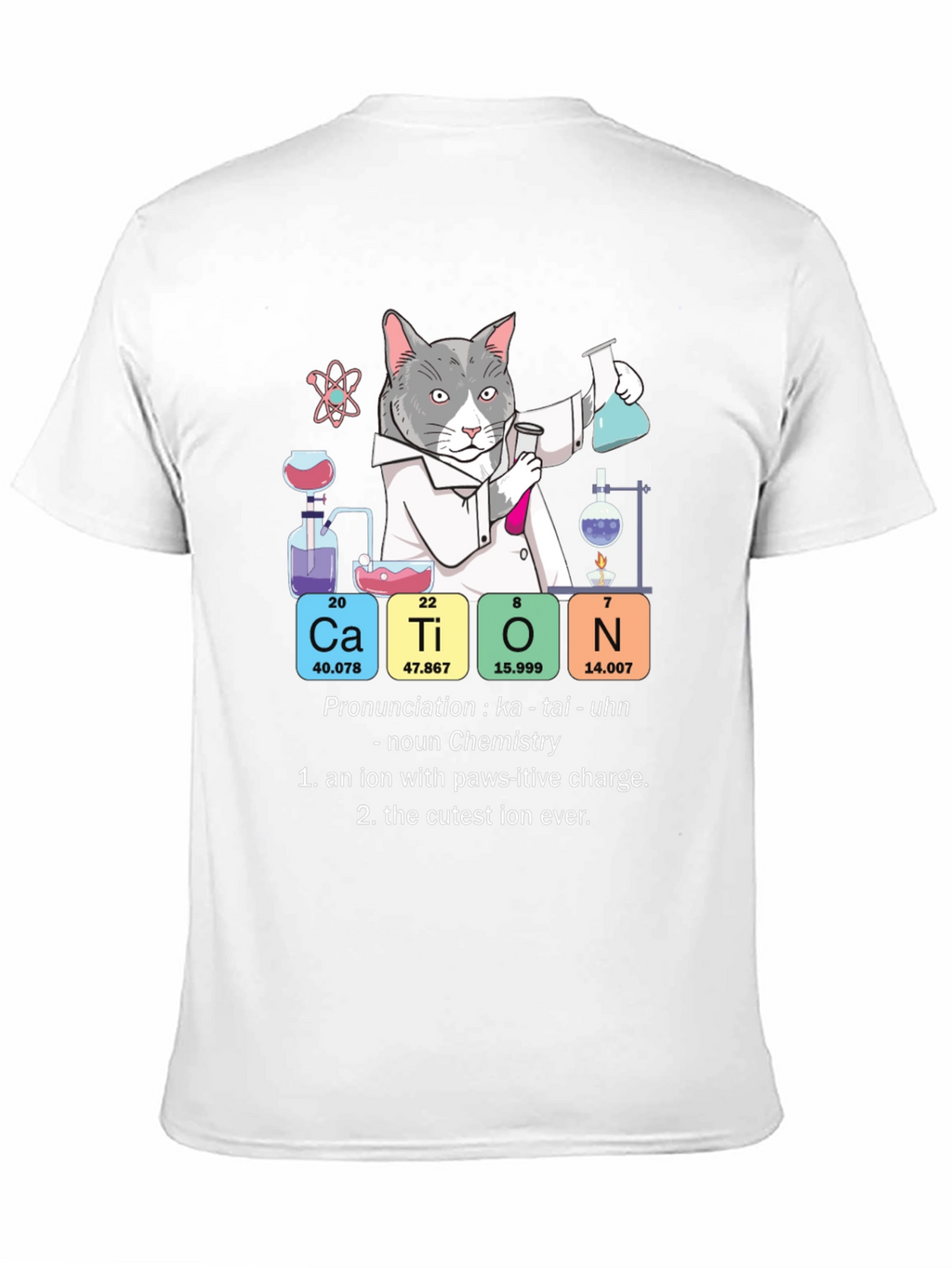 Cat Chemistry Pun T-Shirt - Cation Science Tee