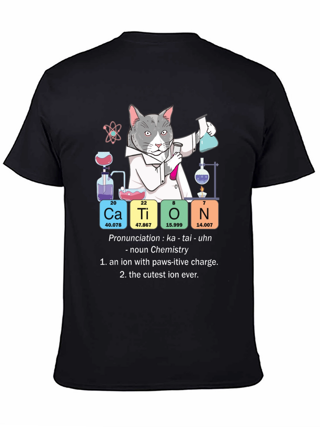 Cat Chemistry Pun T-Shirt - Cation Science Tee