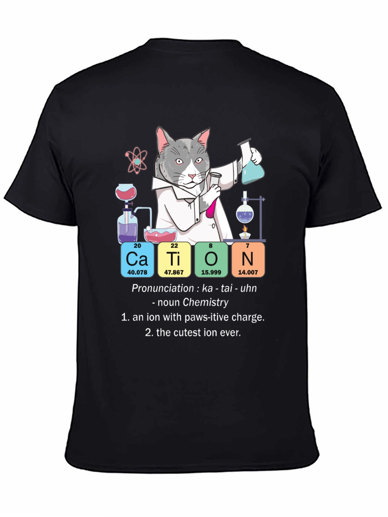 Cat Chemistry Pun T-Shirt - Cation Science Tee