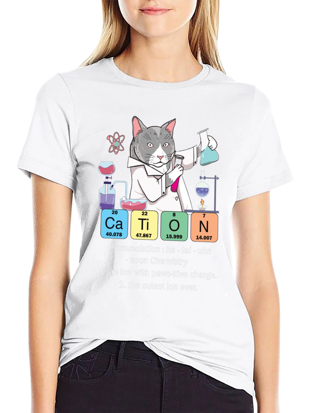 Cat Chemistry Pun T-Shirt - Cation Science Tee
