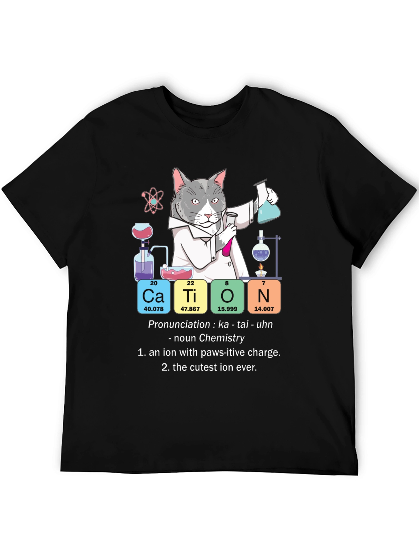Cat Chemistry Pun T-Shirt - Cation Science Tee