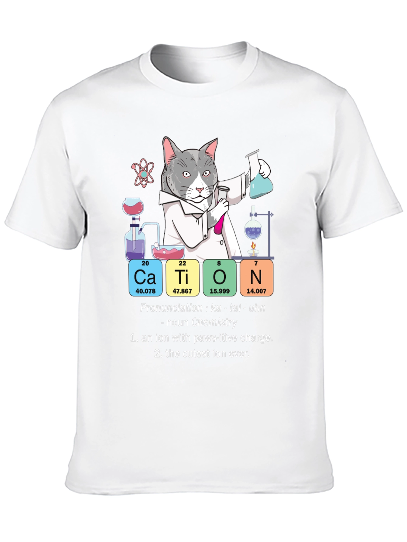 Cat Chemistry Pun T-Shirt - Cation Science Tee