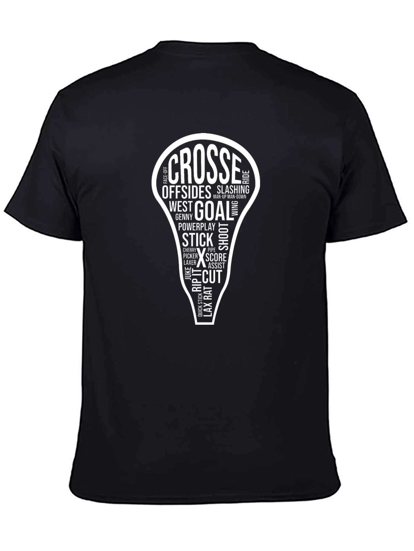 Lacrosse Word Art T-Shirt - Black