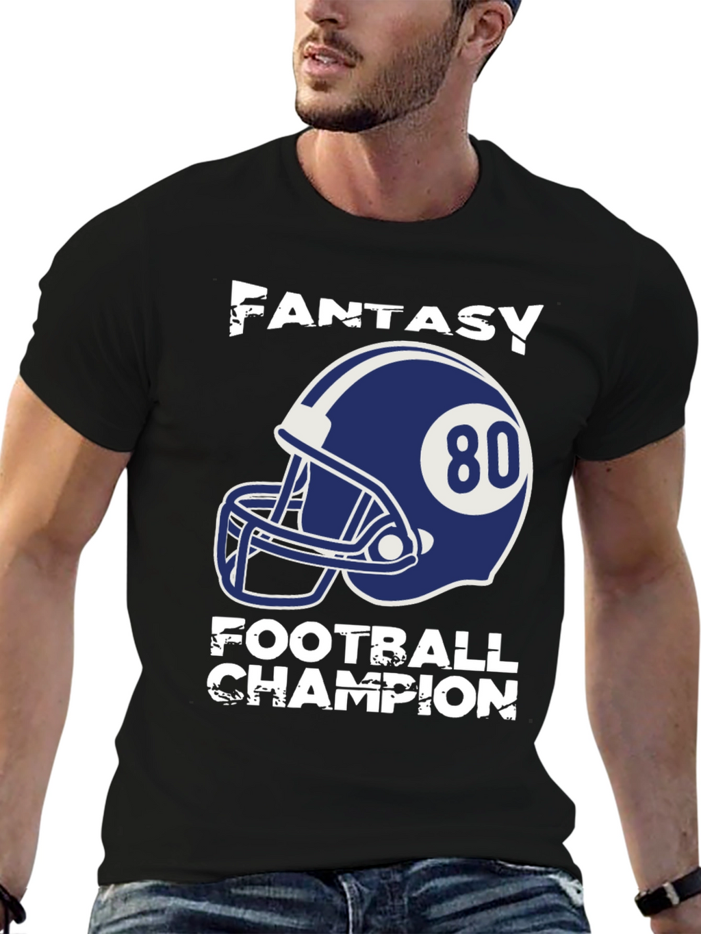 Fantasy Football Champion T-Shirt - Number 80 Helmet