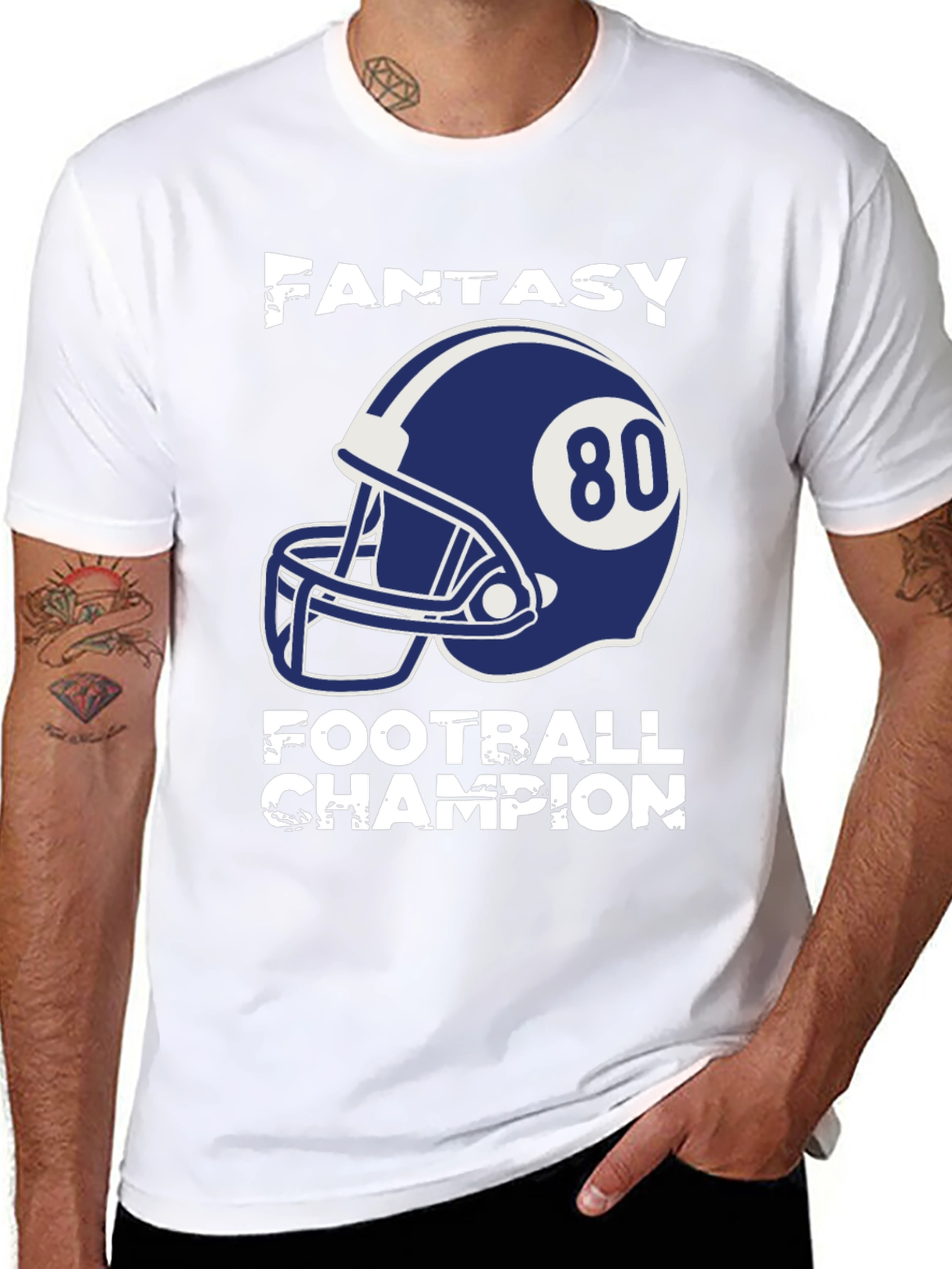 Fantasy Football Champion T-Shirt - Number 80 Helmet