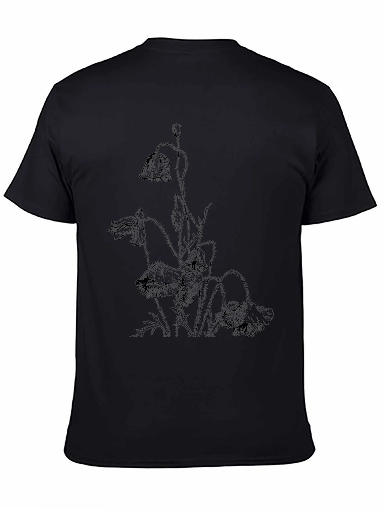 Black Floral Graphic Tee - Mens Short Sleeve