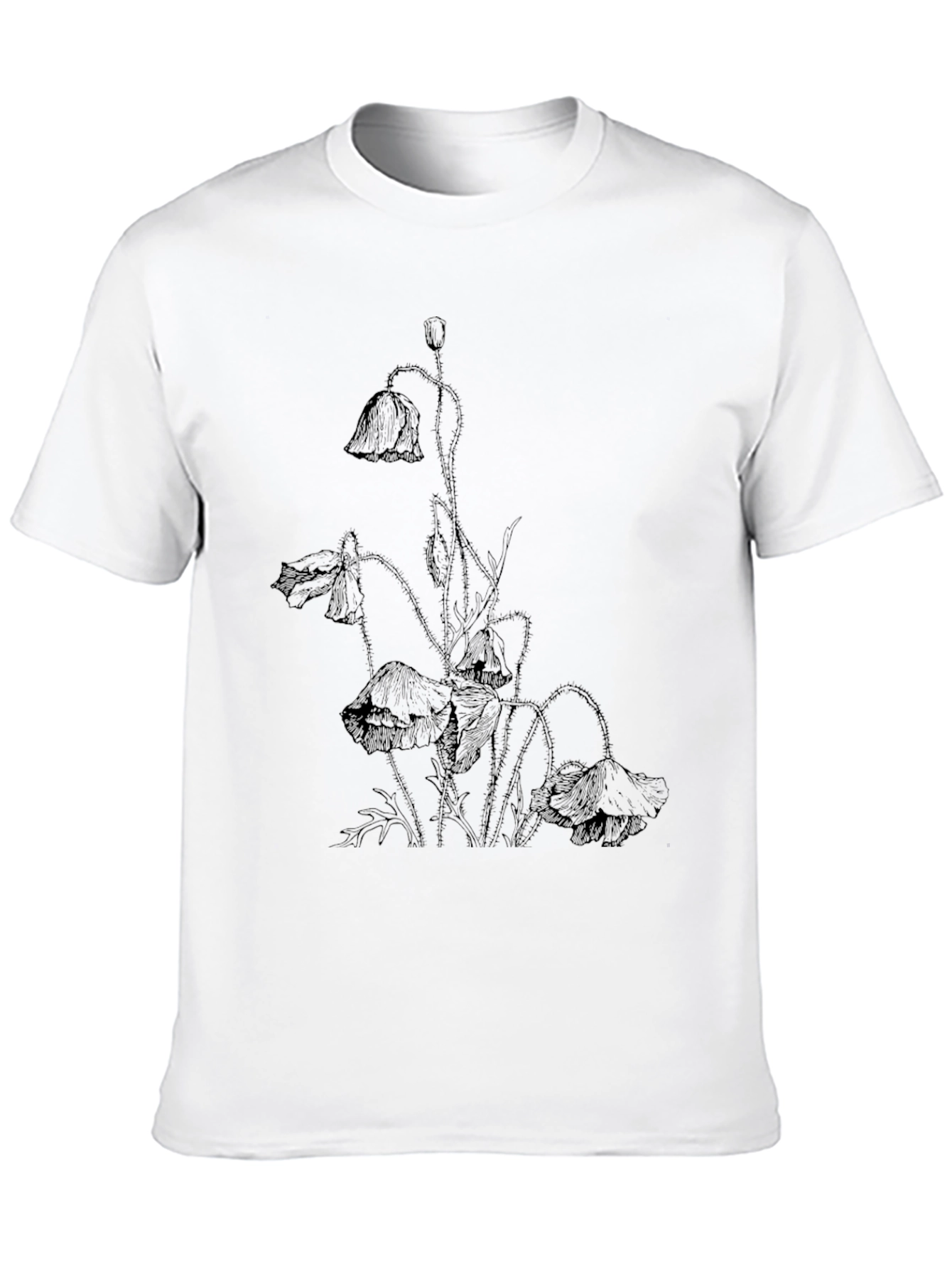 Black Floral Graphic Tee - Mens Short Sleeve